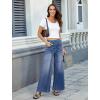 imageWomens Wide Leg Jeans High Waisted Stretchy Denim Pants Elastic Waist Pull On Sweatpant Jeans Trendy Baggy LooseLight Blue