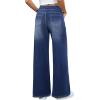 imageWomens Wide Leg Jeans High Waisted Stretchy Denim Pants Elastic Waist Pull On Sweatpant Jeans Trendy Baggy LooseMedium Blue