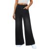imageWomens Wide Leg Jeans High Waisted Stretchy Denim Pants Elastic Waist Pull On Sweatpant Jeans Trendy Baggy LooseBlack