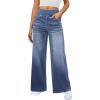 imageWomens Wide Leg Jeans High Waisted Stretchy Denim Pants Elastic Waist Pull On Sweatpant Jeans Trendy Baggy LooseLight Blue