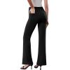 imageWomens Dress Pants Stretchy Work Pants Business Casual Office Trousers Pull On Flare Slacks with 4 PocketsBlack