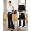 imageWomens Dress Pants Stretchy Work Pants Business Casual Office Trousers Pull On Flare Slacks with 4 PocketsBlack