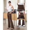 imageWomens Dress Pants Stretchy Work Pants Business Casual Office Trousers Pull On Flare Slacks with 4 PocketsBrown