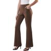 imageWomens Dress Pants Stretchy Work Pants Business Casual Office Trousers Pull On Flare Slacks with 4 PocketsBrown