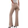 imageWomens Dress Pants Stretchy Work Pants Business Casual Office Trousers Pull On Flare Slacks with 4 PocketsLight Coffee