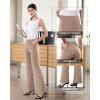 imageWomens Dress Pants Stretchy Work Pants Business Casual Office Trousers Pull On Flare Slacks with 4 PocketsLight Coffee