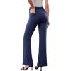 imageWomens Dress Pants Stretchy Work Pants Business Casual Office Trousers Pull On Flare Slacks with 4 PocketsNavy Blue