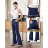 imageWomens Dress Pants Stretchy Work Pants Business Casual Office Trousers Pull On Flare Slacks with 4 PocketsNavy Blue