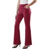 imageWomens Dress Pants Stretchy Work Pants Business Casual Office Trousers Pull On Flare Slacks with 4 PocketsWine