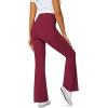imageWomens Flare Leggings with PocketsCrossover High Waisted Bootcut Yoga PantsTummy Control Bell Bottom LeggingsBurgundy