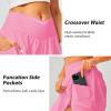 imageWomens Tennis Skirt with Pockets Shorts Crossover High Waisted Athletic Skorts Skirts for Golf Running WorkoutDeep Pink