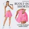 imageWomens Tennis Skirt with Pockets Shorts Crossover High Waisted Athletic Skorts Skirts for Golf Running WorkoutDeep Pink