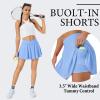 imageWomens Tennis Skirt with Pockets Shorts Crossover High Waisted Athletic Skorts Skirts for Golf Running WorkoutSky Blue