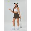 imageWomens Tennis Skirt with Pockets Shorts Crossover High Waisted Athletic Skorts Skirts for Golf Running WorkoutZ5brown