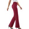 imageWomens Dress Pants Stretchy Work Pants Business Casual Office Trousers Pull On Flare Slacks with 4 PocketsWine