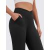 imageWomens Wide Leg Yoga Pants Crossover Work Dress Pants Lounge Sweatpants Casual Trousers with PocketsBlack