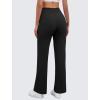 imageWomens Wide Leg Yoga Pants Crossover Work Dress Pants Lounge Sweatpants Casual Trousers with PocketsBlack
