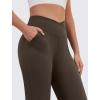 imageWomens Wide Leg Yoga Pants Crossover Work Dress Pants Lounge Sweatpants Casual Trousers with PocketsBrown