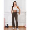 imageWomens Wide Leg Yoga Pants Crossover Work Dress Pants Lounge Sweatpants Casual Trousers with PocketsBrown