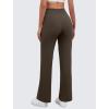imageWomens Wide Leg Yoga Pants Crossover Work Dress Pants Lounge Sweatpants Casual Trousers with PocketsBrown