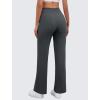 imageWomens Wide Leg Yoga Pants Crossover Work Dress Pants Lounge Sweatpants Casual Trousers with PocketsGrey
