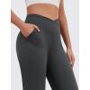 imageWomens Wide Leg Yoga Pants Crossover Work Dress Pants Lounge Sweatpants Casual Trousers with PocketsGrey