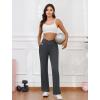 imageWomens Wide Leg Yoga Pants Crossover Work Dress Pants Lounge Sweatpants Casual Trousers with PocketsGrey