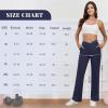imageWomens Wide Leg Yoga Pants Crossover Work Dress Pants Lounge Sweatpants Casual Trousers with PocketsNavy Blue