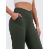 imageWomens Wide Leg Yoga Pants Crossover Work Dress Pants Lounge Sweatpants Casual Trousers with PocketsOlive Green