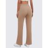 imageWomens Wide Leg Yoga Pants Crossover Work Dress Pants Lounge Sweatpants Casual Trousers with PocketsWarm Taupe