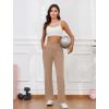 imageWomens Wide Leg Yoga Pants Crossover Work Dress Pants Lounge Sweatpants Casual Trousers with PocketsWarm Taupe