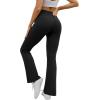 imageWomens Yoga Pants V Crossover Flare Leggings with Pockets Flared Bootcut Bell Bottoms Workout Pants GymBlack