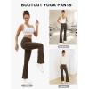 imageWomens Yoga Pants V Crossover Flare Leggings with Pockets Flared Bootcut Bell Bottoms Workout Pants GymBrown