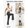 imageWomens Yoga Pants V Crossover Flare Leggings with Pockets Flared Bootcut Bell Bottoms Workout Pants GymDark Grey