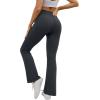 imageWomens Yoga Pants V Crossover Flare Leggings with Pockets Flared Bootcut Bell Bottoms Workout Pants GymDark Grey