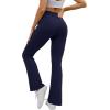 imageWomens Yoga Pants V Crossover Flare Leggings with Pockets Flared Bootcut Bell Bottoms Workout Pants GymNavy