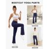 imageWomens Yoga Pants V Crossover Flare Leggings with Pockets Flared Bootcut Bell Bottoms Workout Pants GymNavy