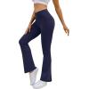 imageWomens Yoga Pants V Crossover Flare Leggings with Pockets Flared Bootcut Bell Bottoms Workout Pants GymNavy