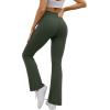 imageWomens Yoga Pants V Crossover Flare Leggings with Pockets Flared Bootcut Bell Bottoms Workout Pants GymOlive Green