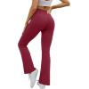 imageWomens Yoga Pants V Crossover Flare Leggings with Pockets Flared Bootcut Bell Bottoms Workout Pants GymWine Red