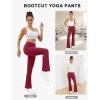 imageWomens Yoga Pants V Crossover Flare Leggings with Pockets Flared Bootcut Bell Bottoms Workout Pants GymWine Red