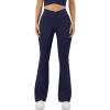 imageWomens Yoga Pants V Crossover Flare Leggings with Pockets Flared Bootcut Bell Bottoms Workout Pants GymNavy