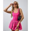 imageWomens Bubble Hem Tennis Dress U Neck Sleeveless Athletic Dress Built in Shorts with Pockets GolfPink