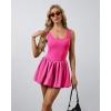imageWomens Bubble Hem Tennis Dress U Neck Sleeveless Athletic Dress Built in Shorts with Pockets GolfPink