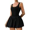 imageWomens Bubble Hem Tennis Dress U Neck Sleeveless Athletic Dress Built in Shorts with Pockets GolfBlack
