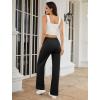 imageWomens Dress Work Pants Business Casual Slacks Stretchy Wide Leg Trousers with Pockets High Waist Pull OnBlack