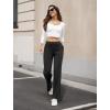 imageWomens Dress Work Pants Business Casual Slacks Stretchy Wide Leg Trousers with Pockets High Waist Pull OnBlack