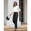 imageWomens Dress Work Pants Business Casual Slacks Stretchy Wide Leg Trousers with Pockets High Waist Pull OnBlack