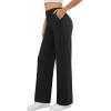 imageWomens Dress Work Pants Business Casual Slacks Stretchy Wide Leg Trousers with Pockets High Waist Pull OnBlack