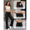 imageWomens Dress Work Pants Business Casual Slacks Stretchy Wide Leg Trousers with Pockets High Waist Pull OnBlack